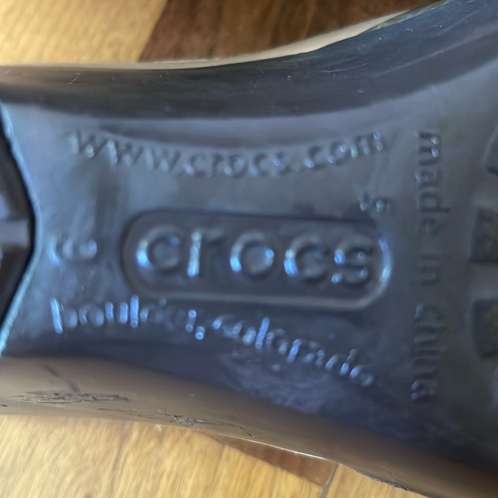 Crocs Wedge Slip On Sandals Olive Green, Tan & Brown Size 9 - Picture 6 of 7